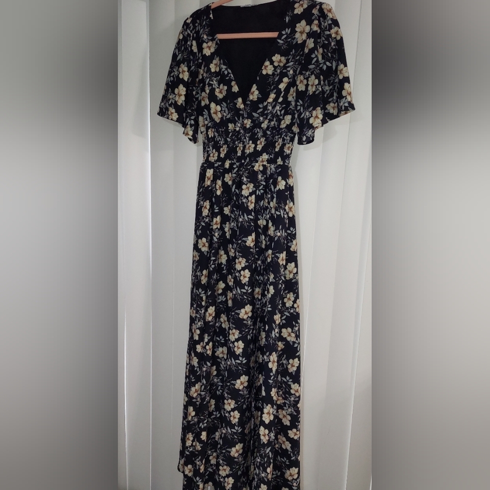 Baltic Born Floral Black Maxi Dress